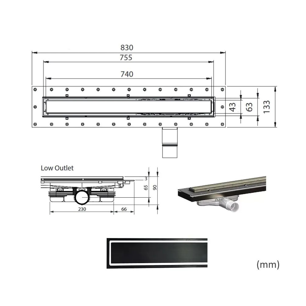 Linear Deck Shower Tray Waste Outlet